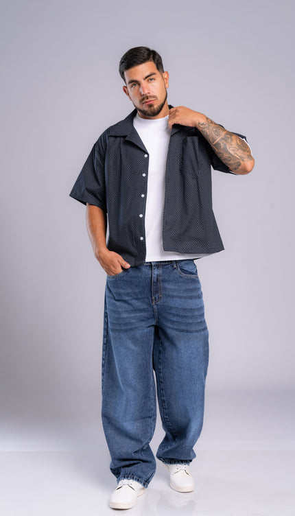 Camisa Boxy Fit Dot Azul
