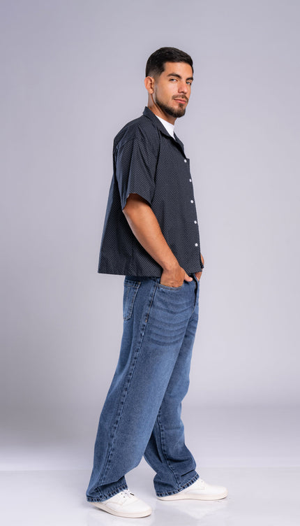 Camisa Boxy Fit Dot Azul