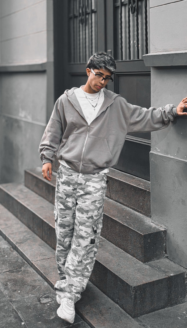 Pantalón Cargo Camuflaje Plomo