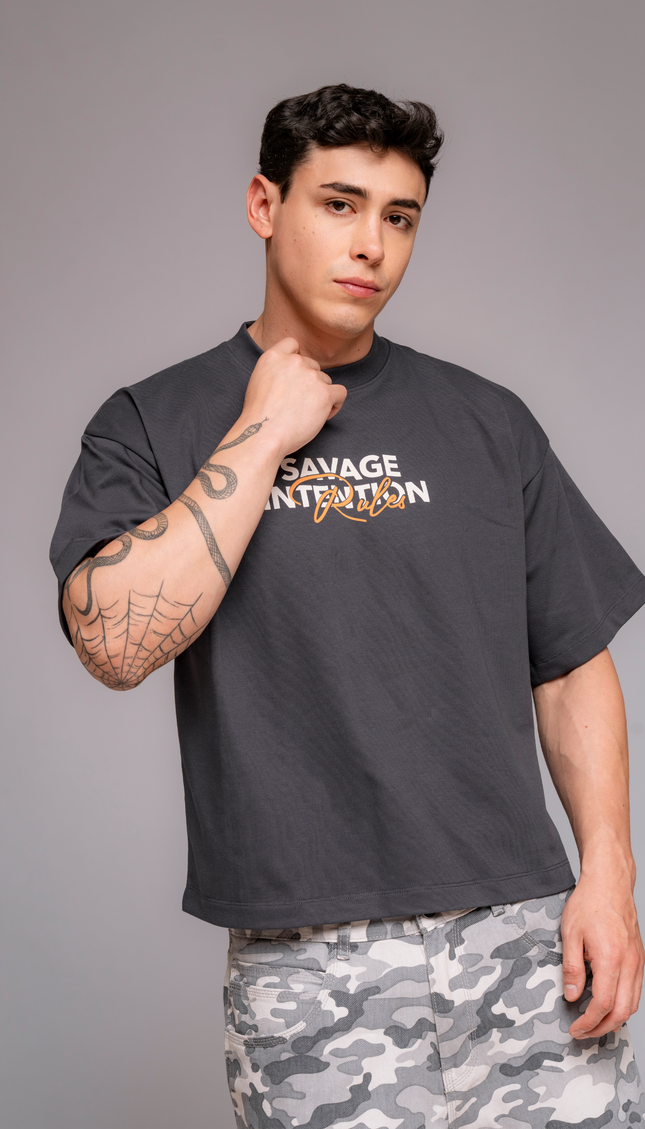 Polo Boxy Savage Plomo Escolar