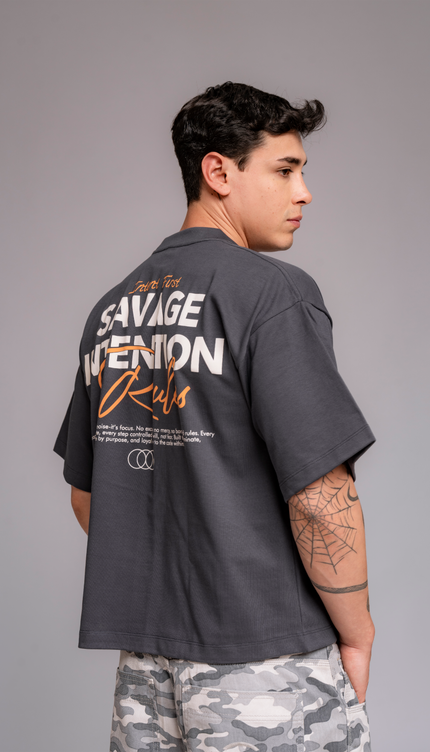 Polo Boxy Savage Plomo Escolar