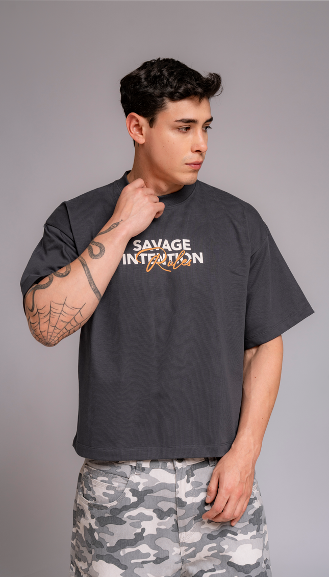 Polo Boxy Savage Plomo Escolar