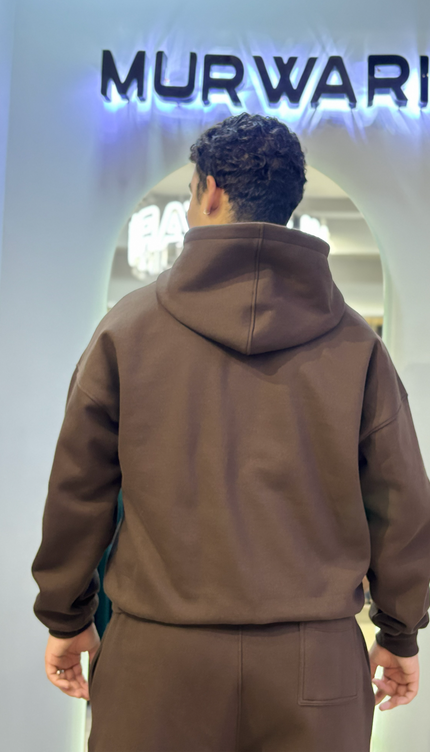 Hoodie Zip Básica Marrón