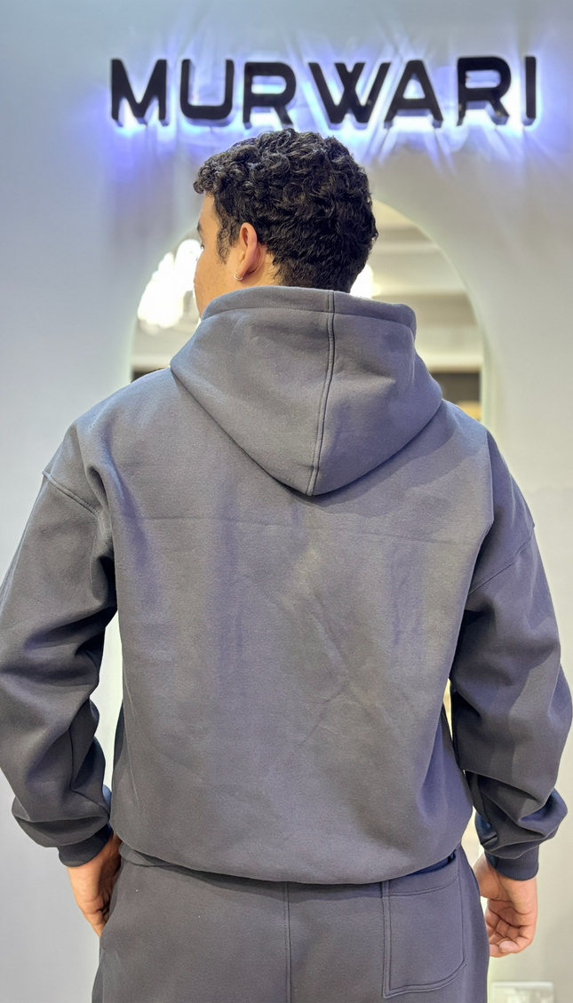 Hoodie Zip Básica Plomo escolar