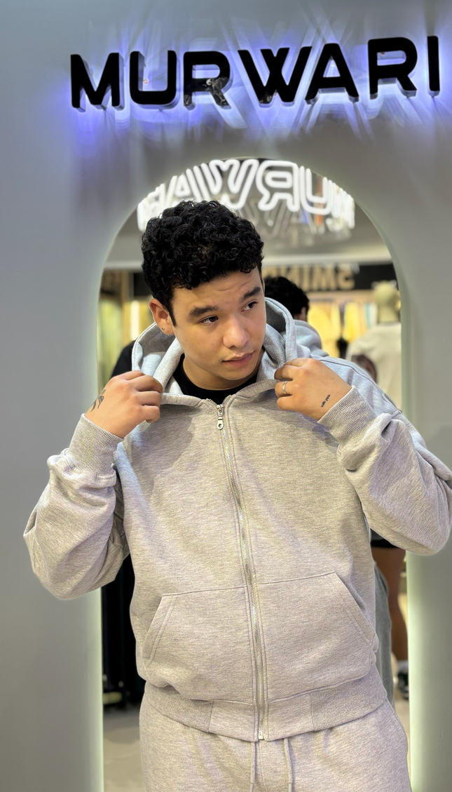Hoodie Zip Básica Melange