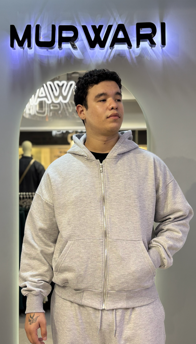 Hoodie Zip Básica Melange