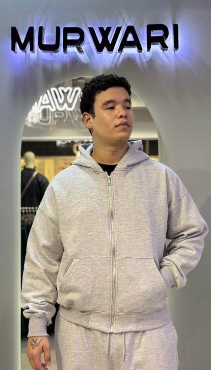 Hoodie Zip Básica Melange