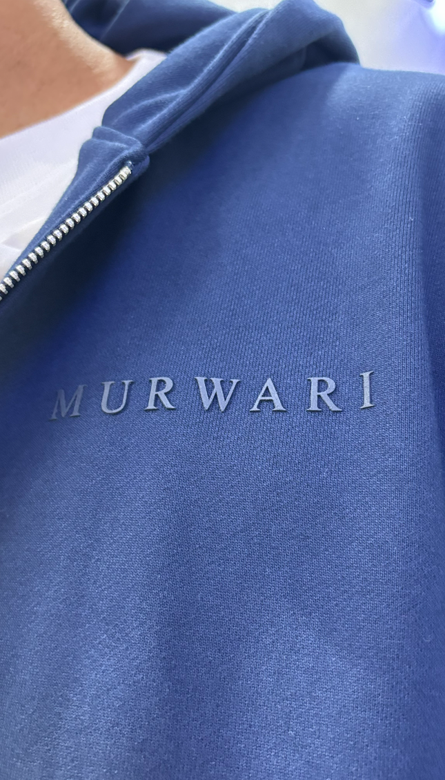 Hoodie Three Thread Pedreria Azul