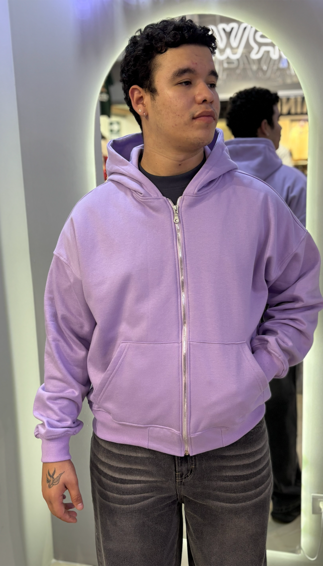 Hoodie Zip Básica Lila