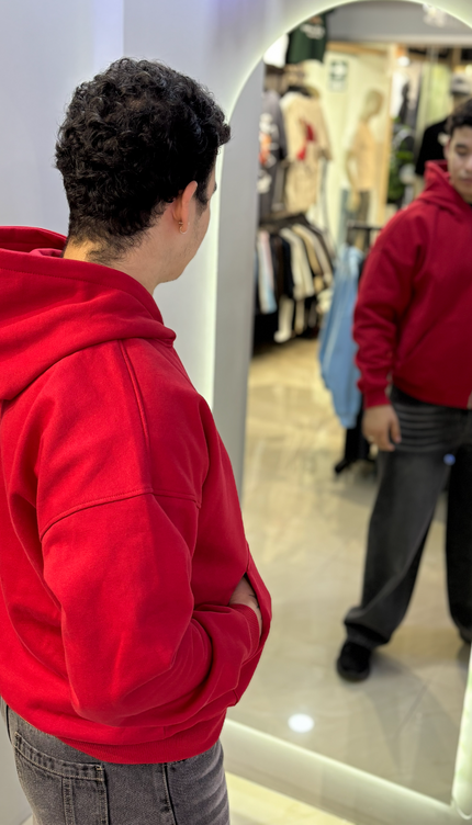 Hoodie Zip Básica Rojo