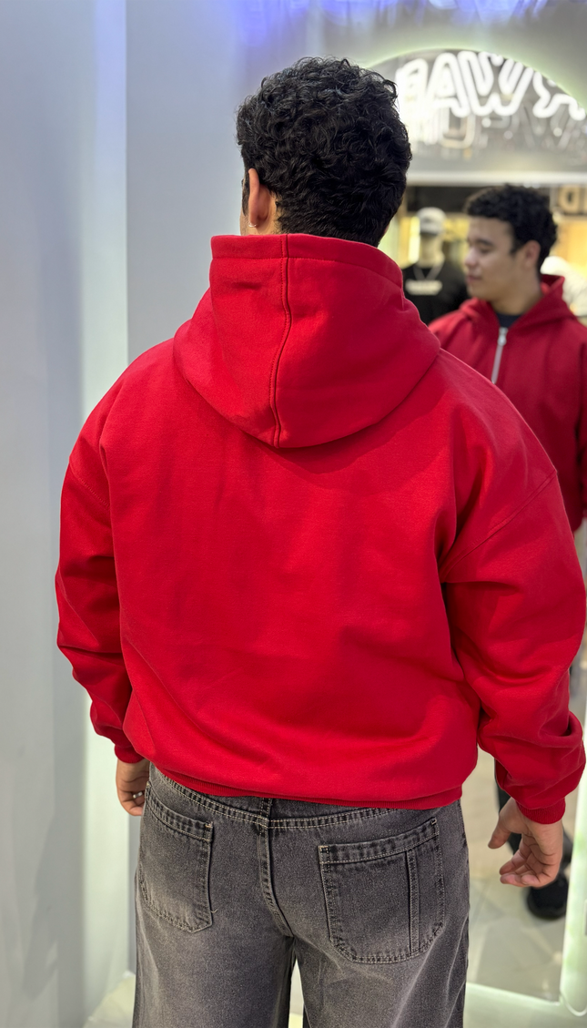 Hoodie Zip Básica Rojo