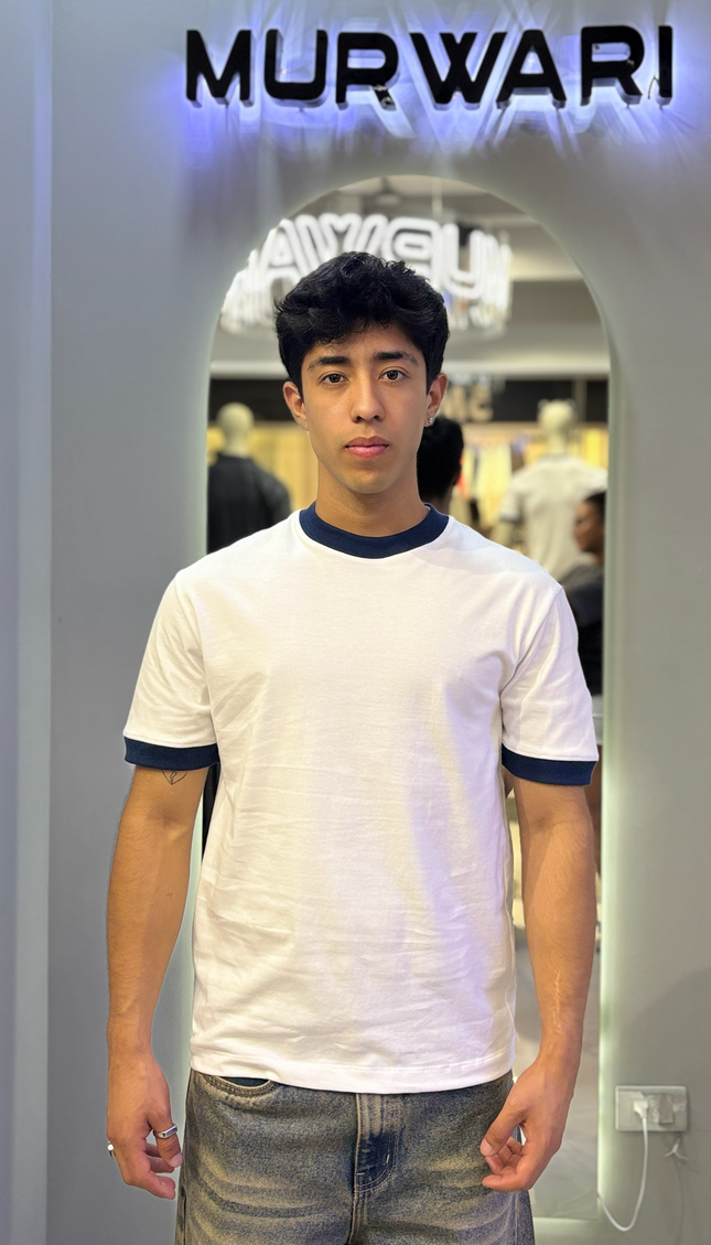 Baby Tee Blanco / Azul