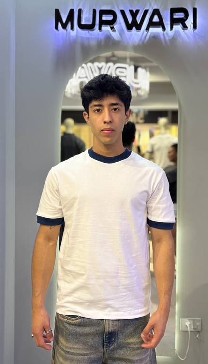 Baby Tee Blanco / Azul