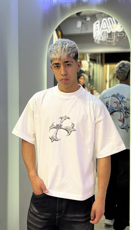 Polo Boxy Metal Blanco