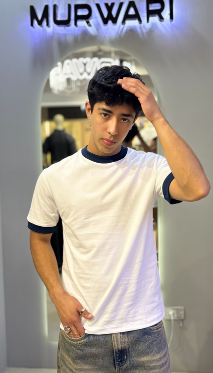 Baby Tee Blanco / Azul