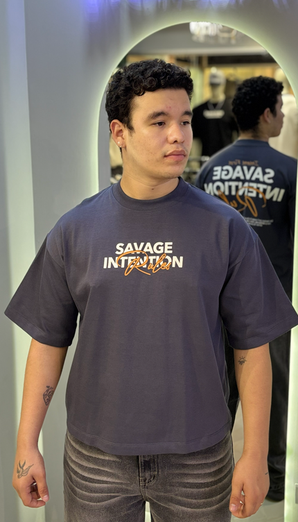 Polo Boxy Savage Plomo Escolar