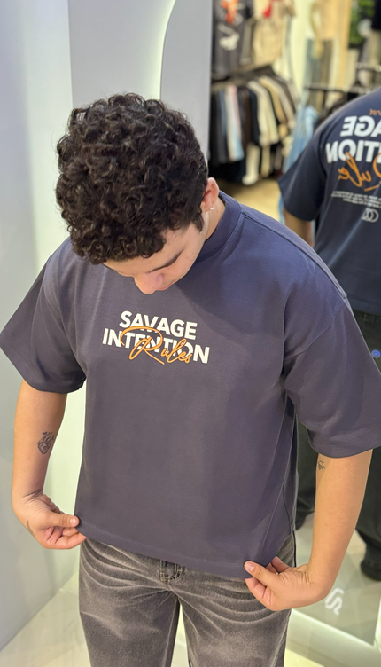 Polo Boxy Savage Plomo Escolar
